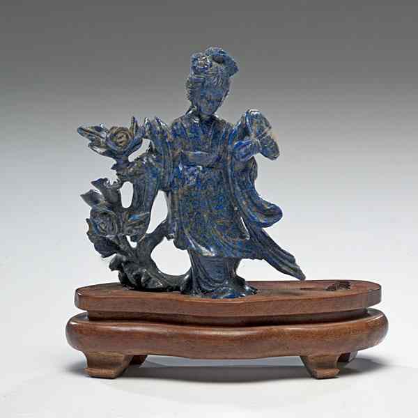 Appraisal: Chinese Carved Lapis Figure China th century A carved deep