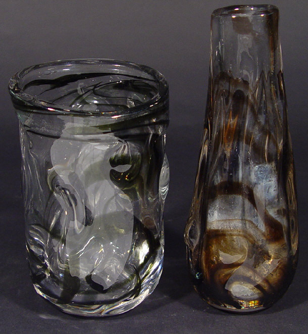 Appraisal: Two Whitefriars knobbly glass vases one of tapering form the