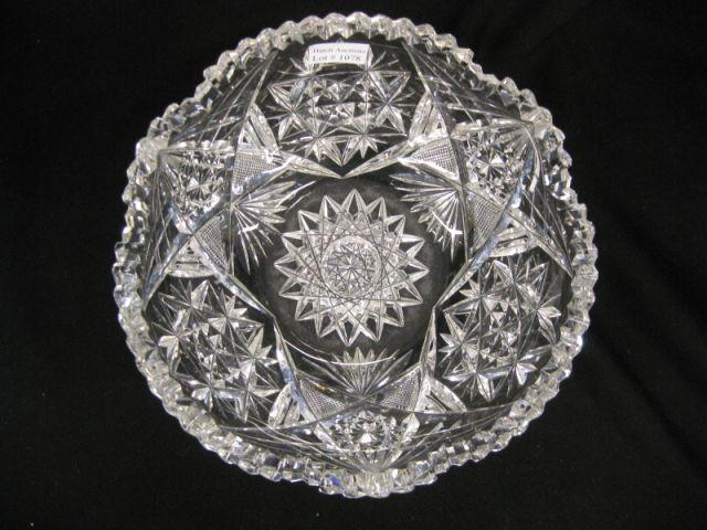 Appraisal: Brilliant Period Cut Glass Bowl interesting feathered star designs diameter