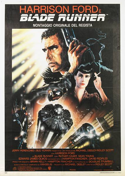 Appraisal: Blade Runner Warner Bros -R Italian poster condition A x