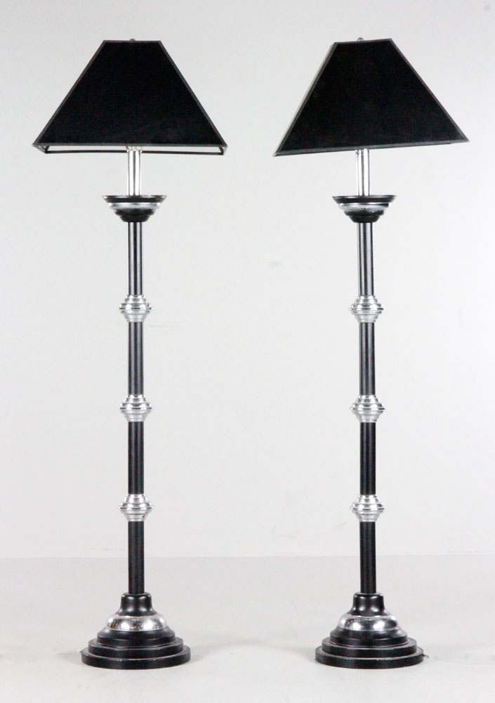 Appraisal: - Pr Chrome Art Deco Floor Lamps Pair of Art