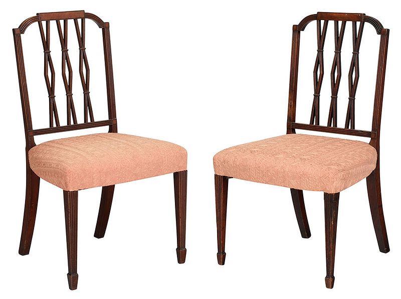 Appraisal: Pair Hepplewhite Mahogany Side Chairs probably British circa each with