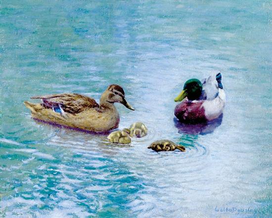 Appraisal: Walter Douglas Ohio - DUCKS IN A POND oil on