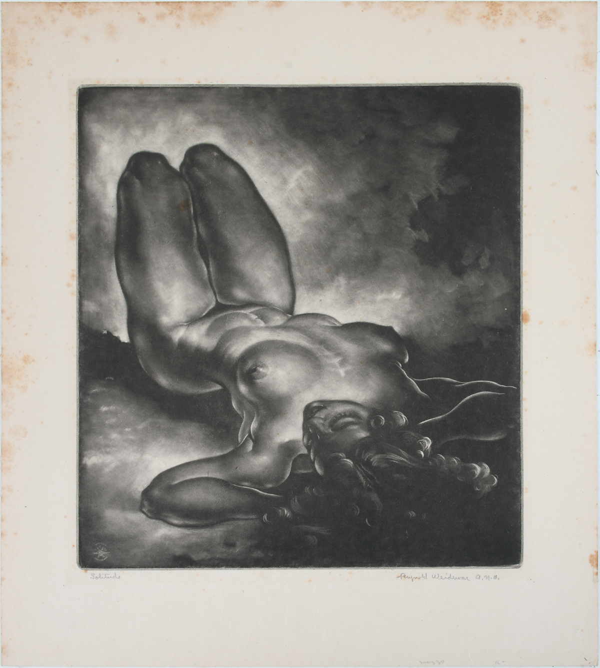 Appraisal: WEIDENAAR Reynold American - ''Solitude'' Mezzotint '' x '' pencil