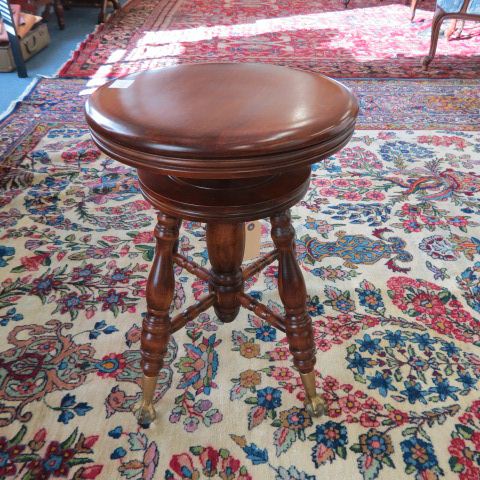 Appraisal: Antique Piano Stool ball and claw feet adjustable seat