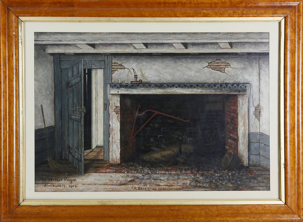 Appraisal: Scarce James Walter Folger Gouache And Watercolor Nantucket Interior Scene