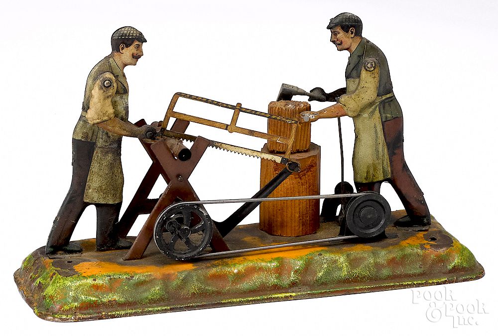 Appraisal: Bing tin lithograph sawyers steam toy accessory Bing tin lithograph