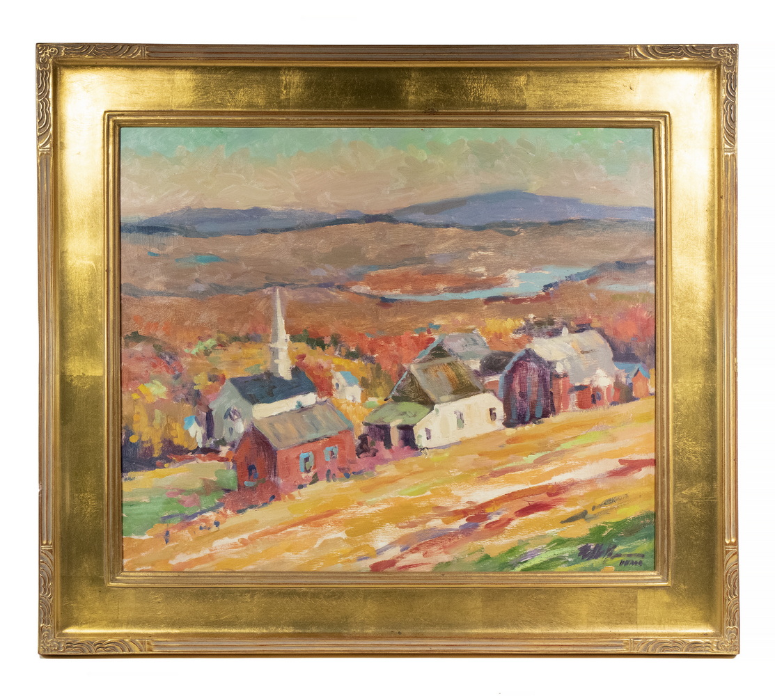 Appraisal: WILLIAM ST GEORGE MA - Vermont Countryside Village oil on