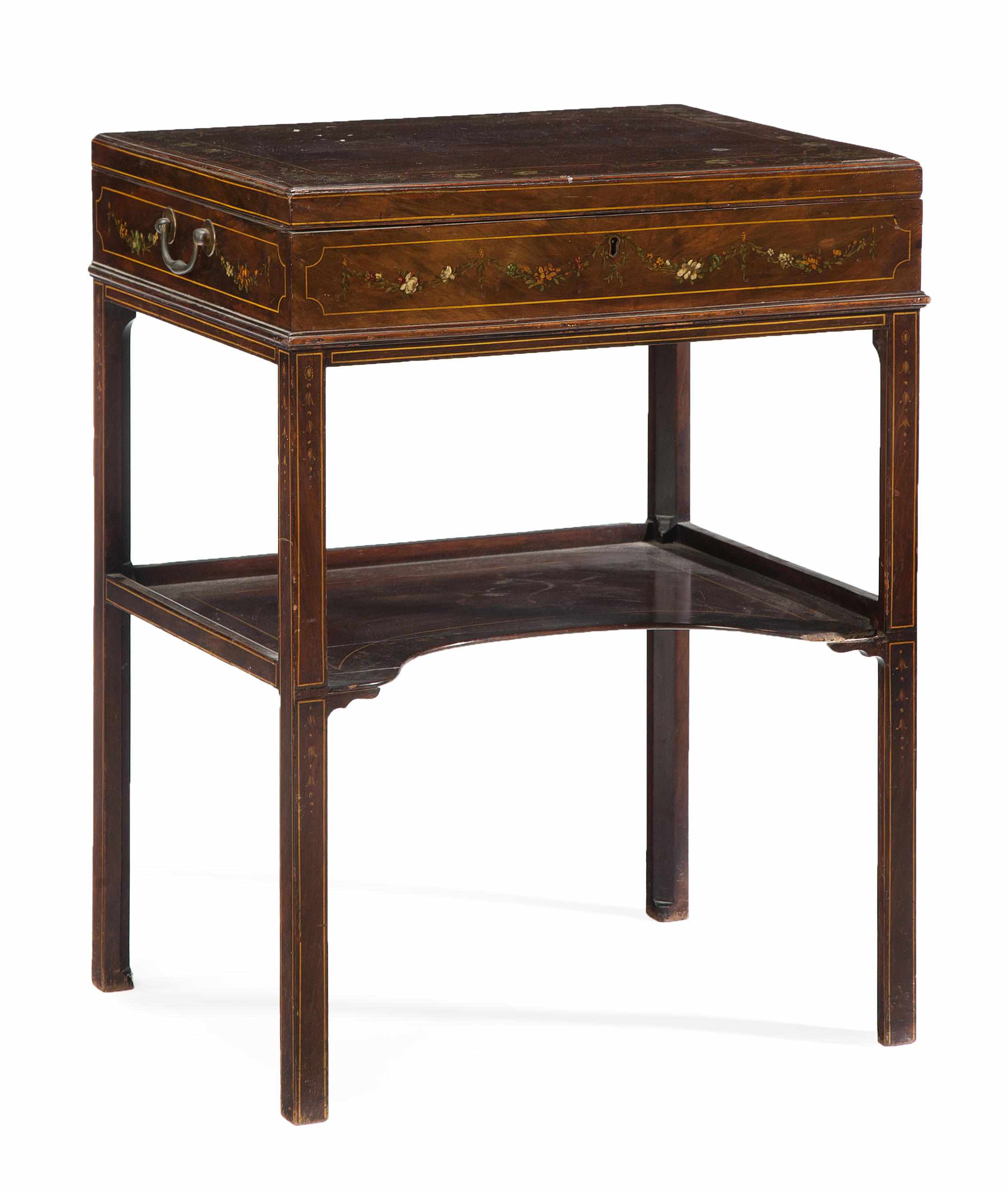 Appraisal: A George III later paint decorated mahogany gentleman's dressing table