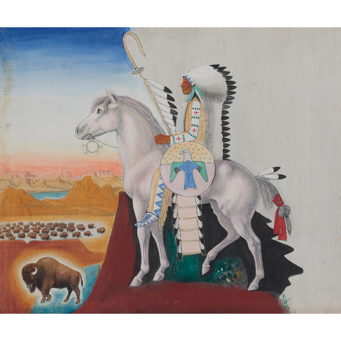 Appraisal: Eduard Buk Ulreich American - Indian with Buffalo c oil