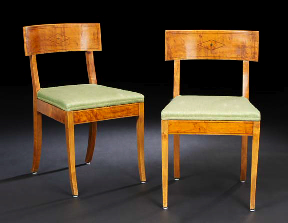 Appraisal: Pair of Northern European Satinwood Sidechairs second quarter th century