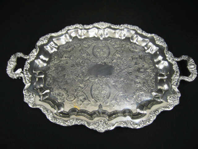 Appraisal: Fine Silverplate Tray by Blackington footed handled rococo border engraved