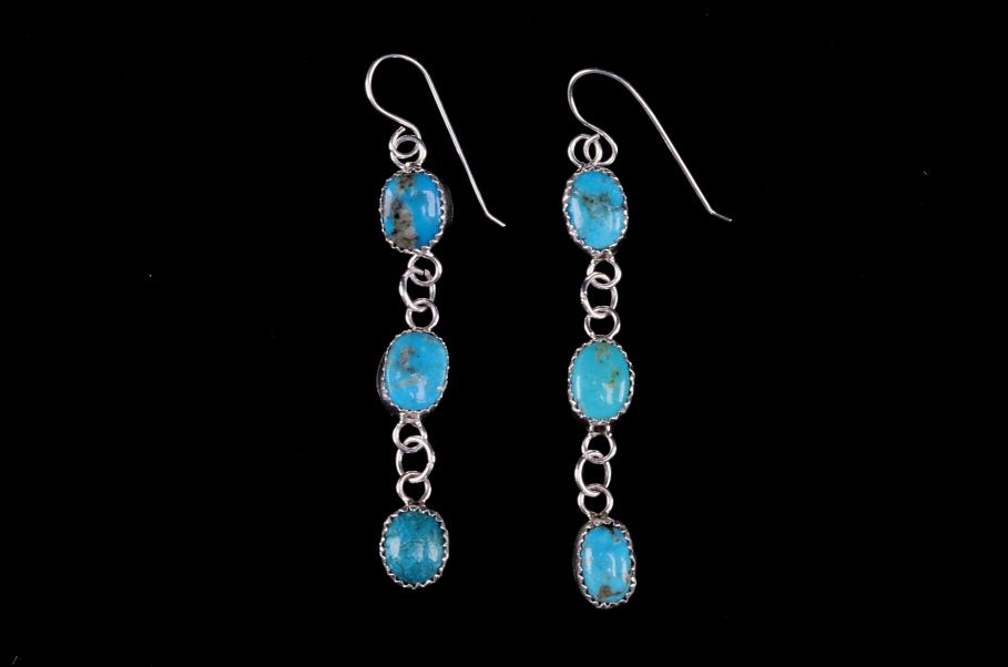 Appraisal: Navajo Silver Cripple Creek Turquoise Earrings Featured in this lot