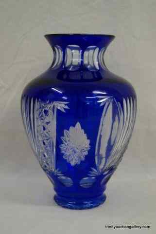 Appraisal: Elegant Cobalt Cut to Clear Glass VaseWith a beautiful pattern