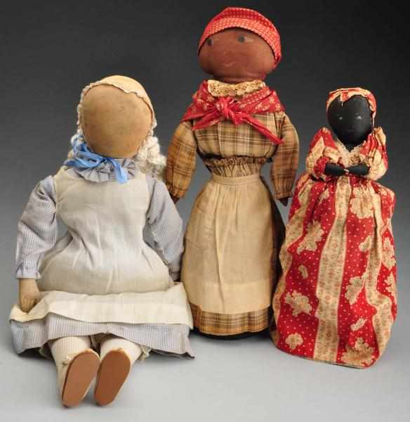 Appraisal: Lot of Antique Cloth Dolls Description Early Moravian Polly Heckewelder