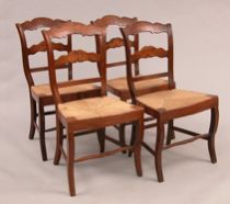 Appraisal: Four Rush Seat Side Chairs C Late th Century Rush