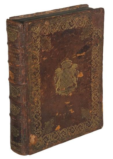 Appraisal: th Century Book Safe Full gilt tooled calf opening to