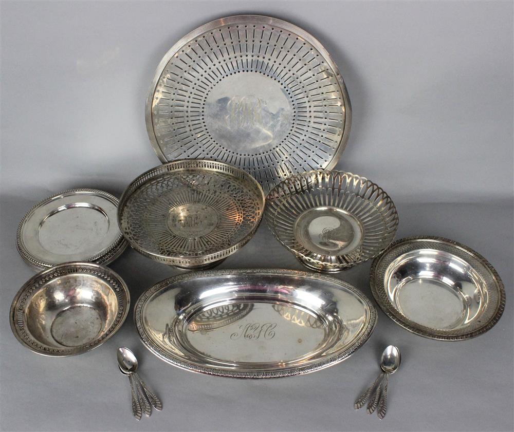 Appraisal: GROUP OF AMERICAN SILVER including a large flat pierced compote