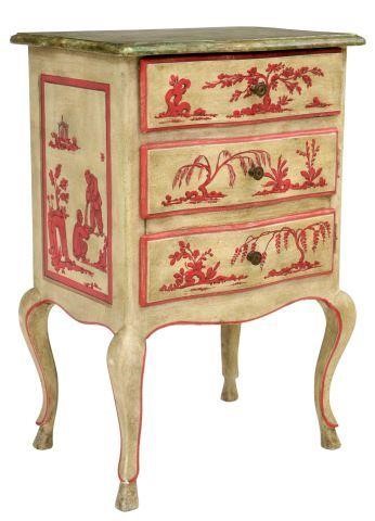 Appraisal: Chinoiserie bedside cabinet th c painted faux marble top single