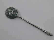 Appraisal: A Russian silver teaspoon with green champleve enamel decoration standard