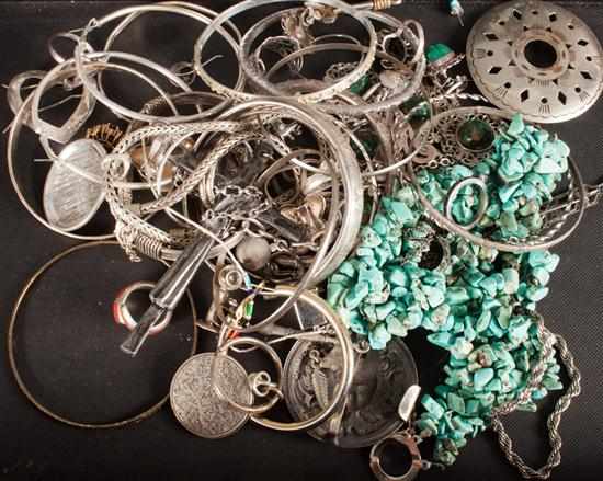 Appraisal: Group of sterling silver and turquoise jewelry ozt Estimate -