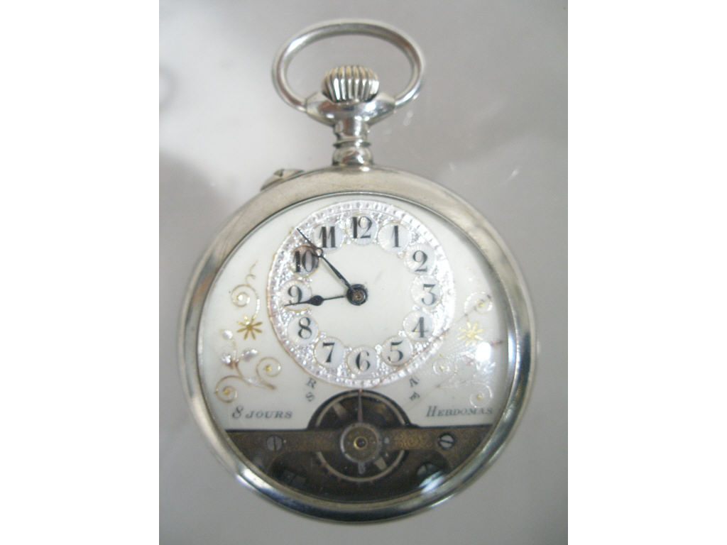 Appraisal: Antique Swiss Hebdomas Pocket Watch early th c diameter -day