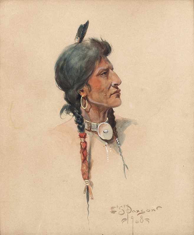 Appraisal: 'The Sioux Warrior'' watercolor with gouache highlights on paperboard under