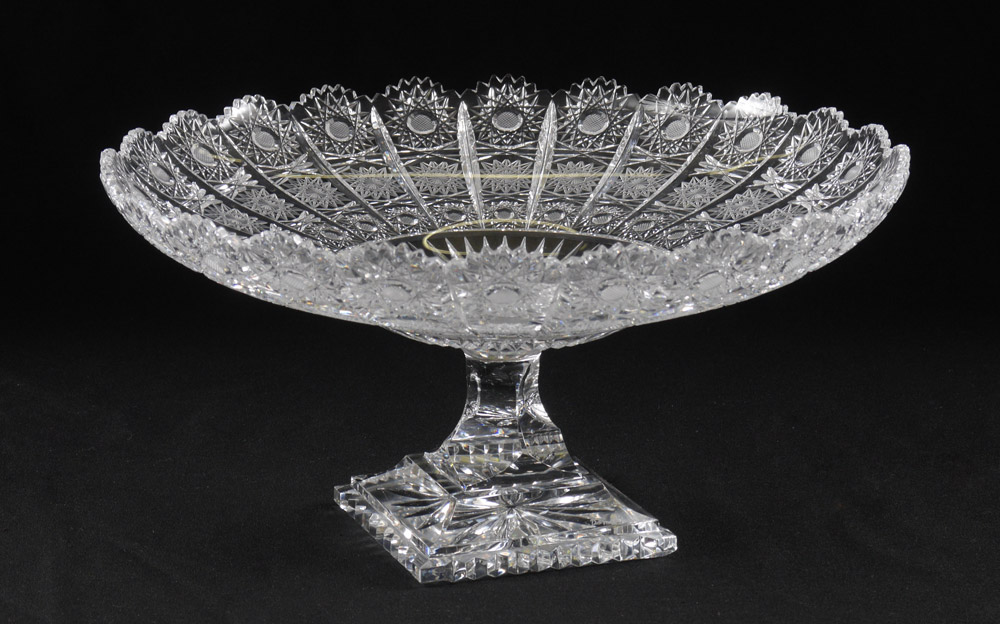 Appraisal: CUT GLASS CENTERPIECE BOWL Pedestal stand measures approx '' tall