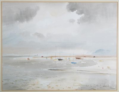 Appraisal: Roland Vivian Pitchforth - Beach scene in Essex Signed Watercolour