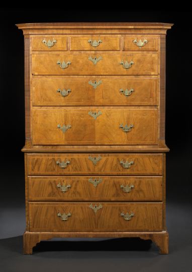 Appraisal: George III-Style Line-Inlaid Walnut Chest ca and later the upper