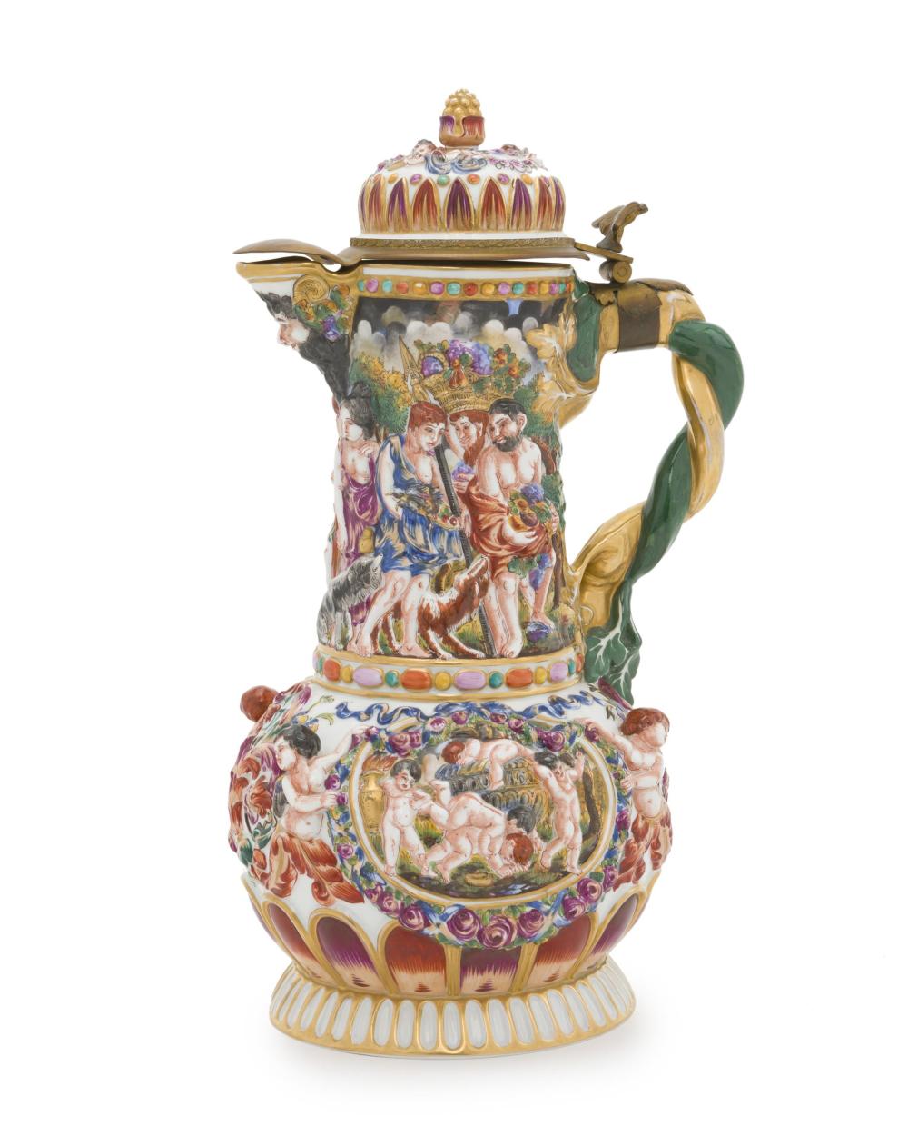 Appraisal: An Italian Capodimonte ewer First-quarter th Century Blue underglazed mark