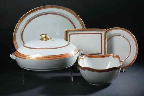 Appraisal: EIGHTEEN PIECE CHINESE SEPIA AND GOLD PORCELAIN PARTIAL DINNER SERVICE