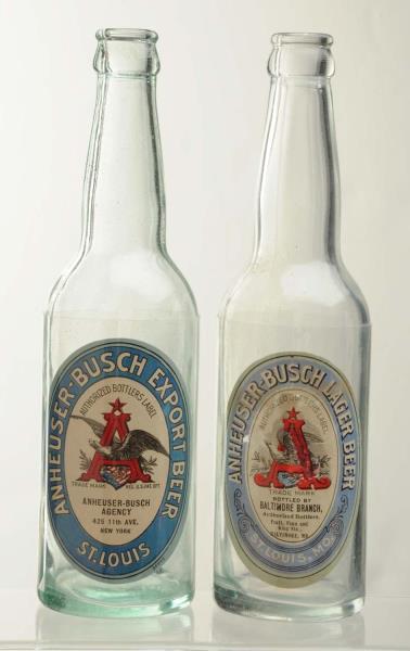 Appraisal: Lot Of Pre-Prohibition Anheuser-Busch Bottles With labels This lot includes