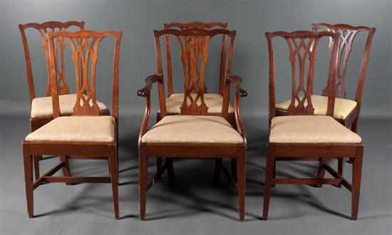 Appraisal: Set of six Potthast Bros Federal style mahogany dining chairs