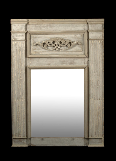 Appraisal: Large Restauration Carved and Matte Gris-de-Trianon-Painted Beechwood Overmantel Mirror second