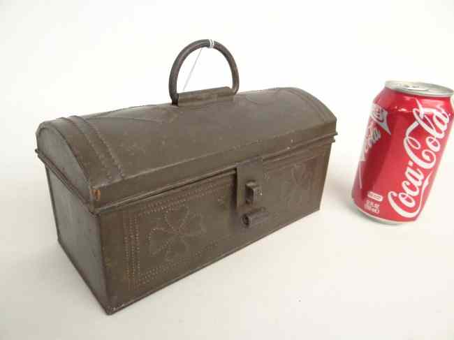 Appraisal: Tin heart decorated document box '' W '' Ht