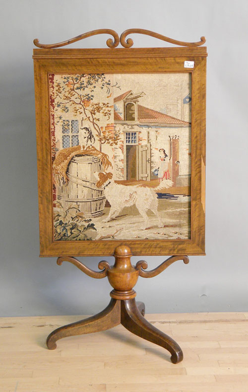 Appraisal: Victorian mahogany and needlepoint screen