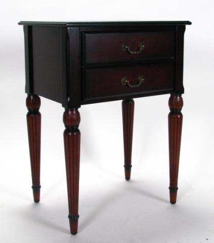 Appraisal: Period style decorator two-drawer stand fluted tapered legs mahogany finish