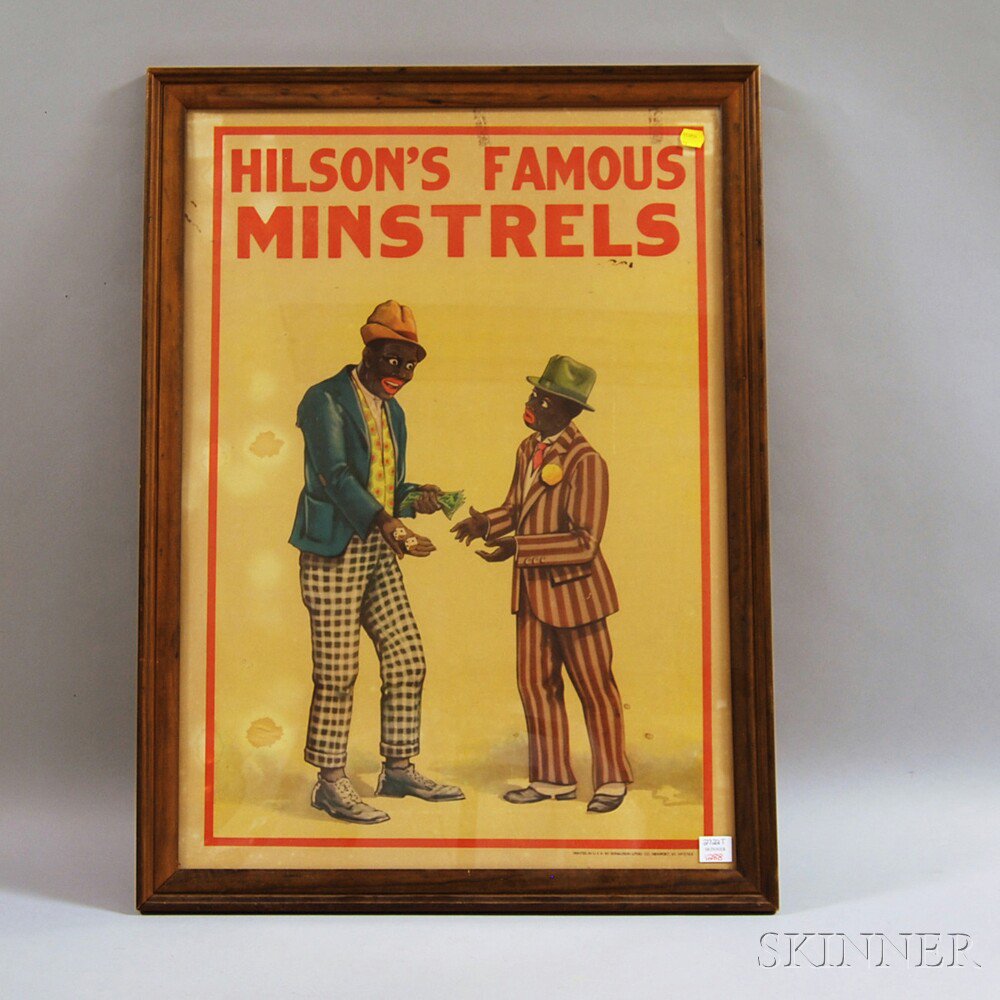 Appraisal: Framed Reproduction Hilson's Famous Minstrels Black Americana Poster off-set lithographic