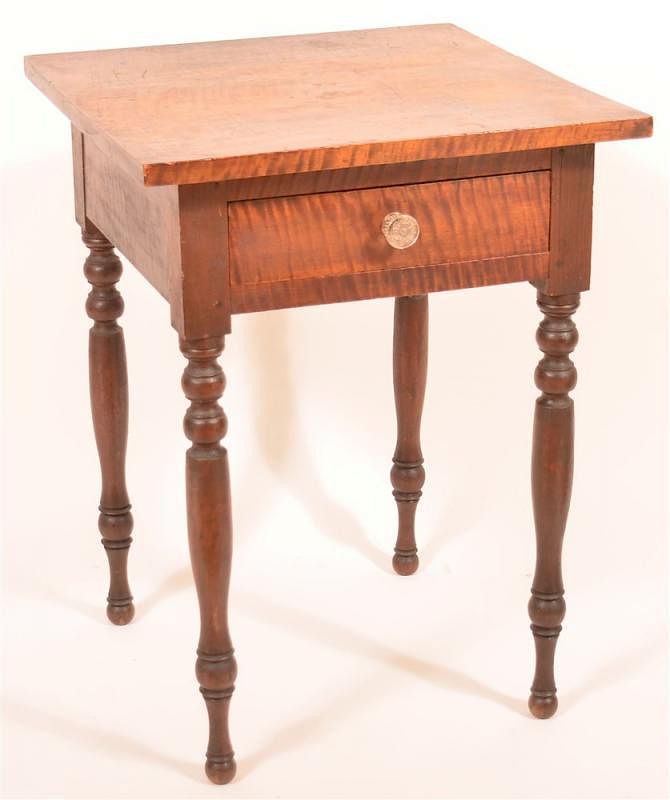 Appraisal: PA Federal Tiger Maple One Drawer Stand Pennsylvania Federal Tiger