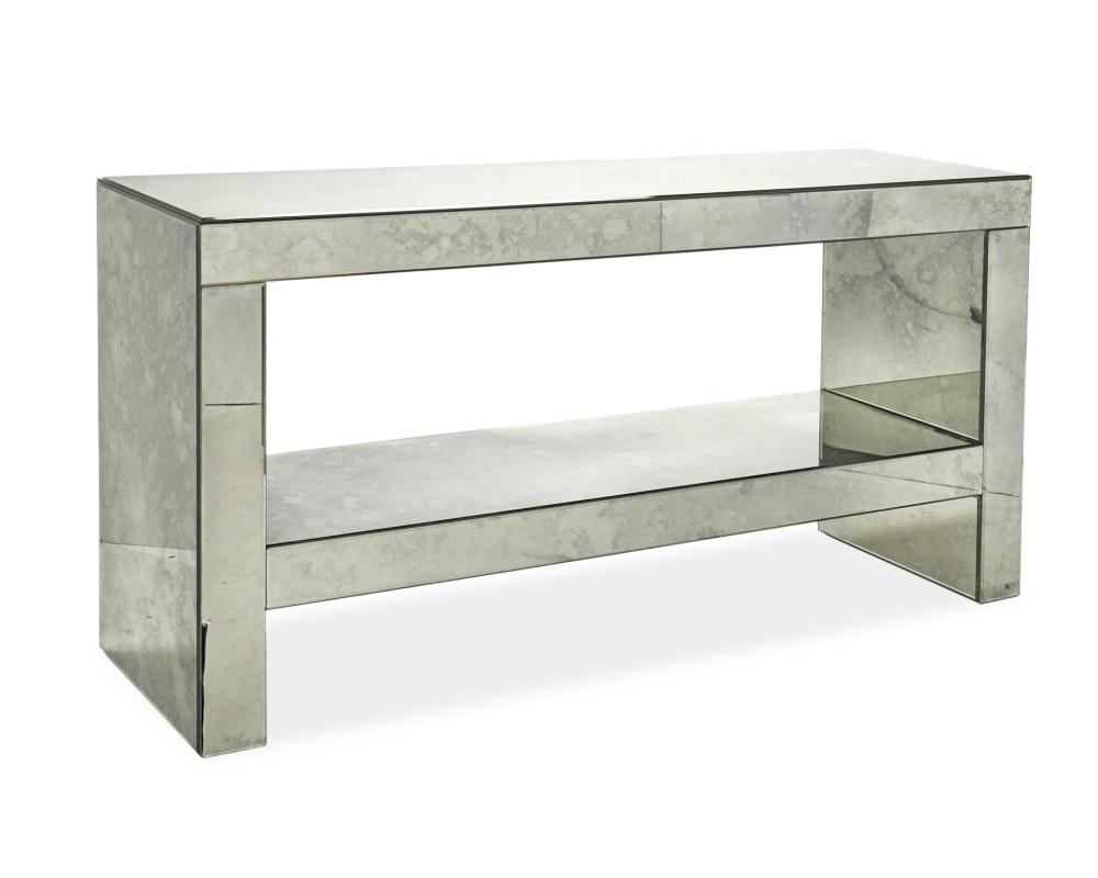 Appraisal: A CONTEMPORARY MIRRORED GLASS CONSOLE TABLEA contemporary mirrored glass console