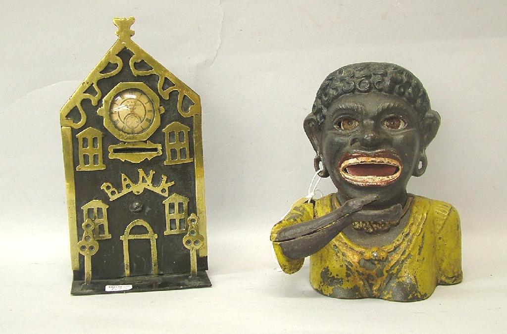 Appraisal: Negro novelty cast iron money box modelled as the bust