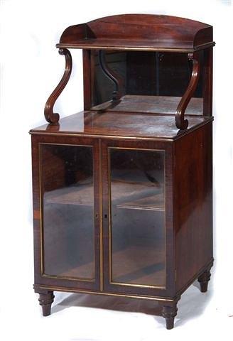 Appraisal: A REGENCY ROSEWOOD SMALL CHIFFONIER with brass banding having a