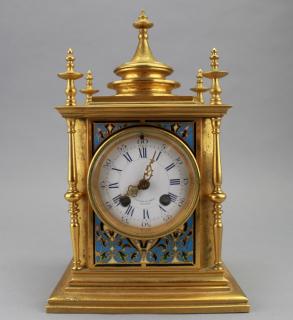 Appraisal: Tiffany Co Champleve Gilt Bronze Clock Case Tiffany Co French