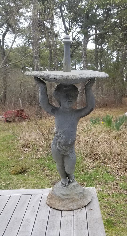 Appraisal: Zinc Cherub Figural Water Fountain Bird Bath Zinc Cherub Figural