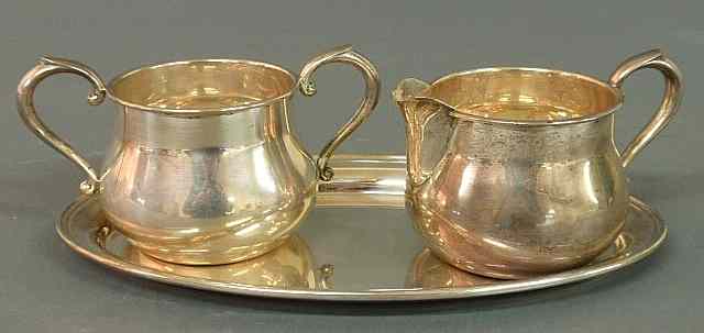 Appraisal: Sterling silver creamer sugar bowl and tray l by Towle