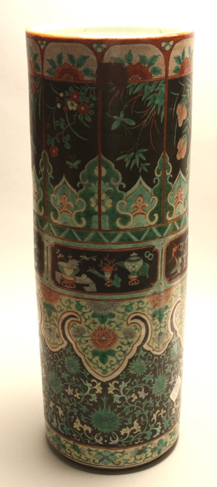 Appraisal: ANTIQUE CHINESE EXPORT FAMILLE NOIRE PORCELAIN UMBRELLA STAND Late th