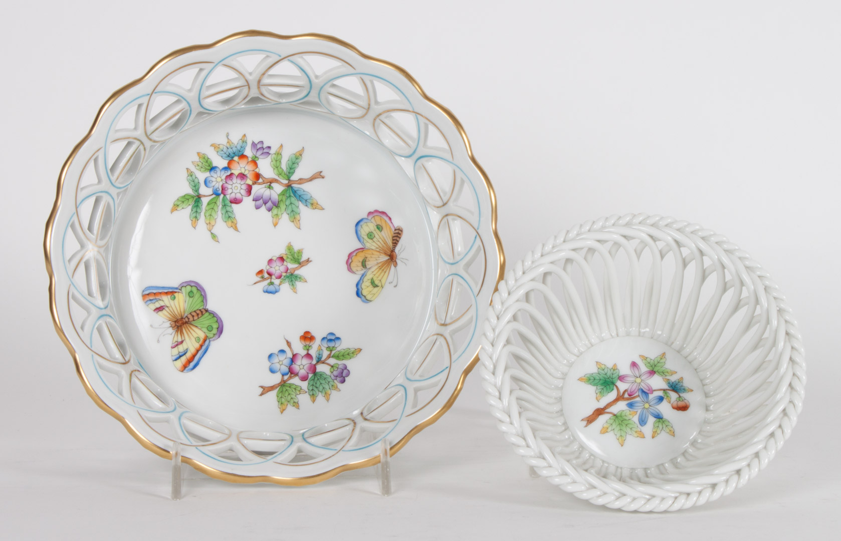 Appraisal: Two Herend porcelain baskets in the Queen Victoria pattern and