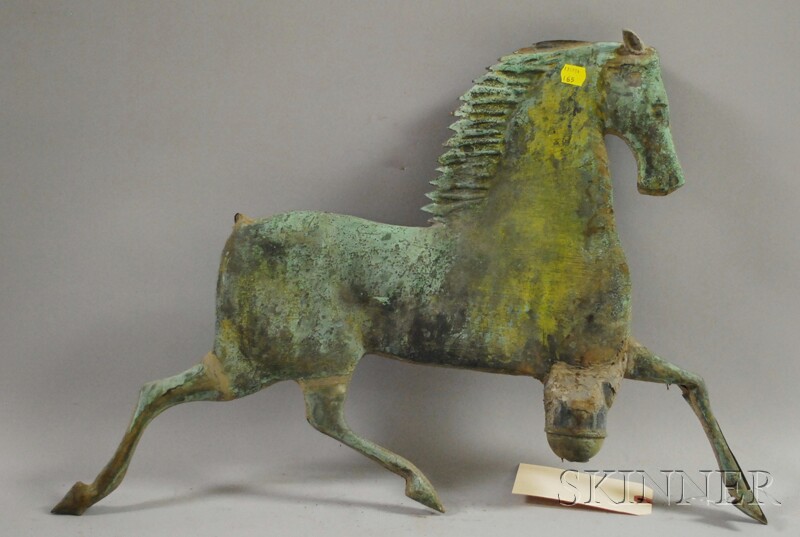 Appraisal: Patinated Molded Copper Blackhawk Running Horse Weather Vane loss repairs