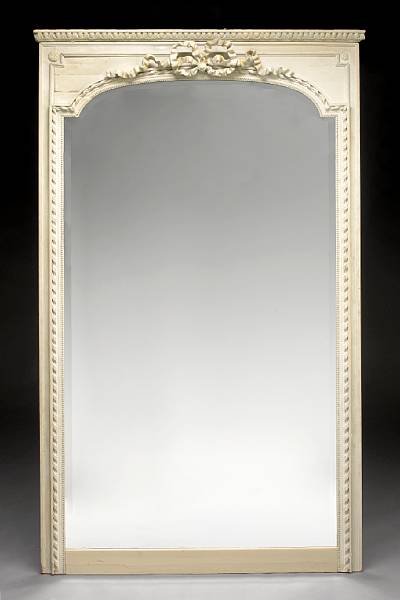 Appraisal: A Louis XVI style paint decorated pier mirror th century